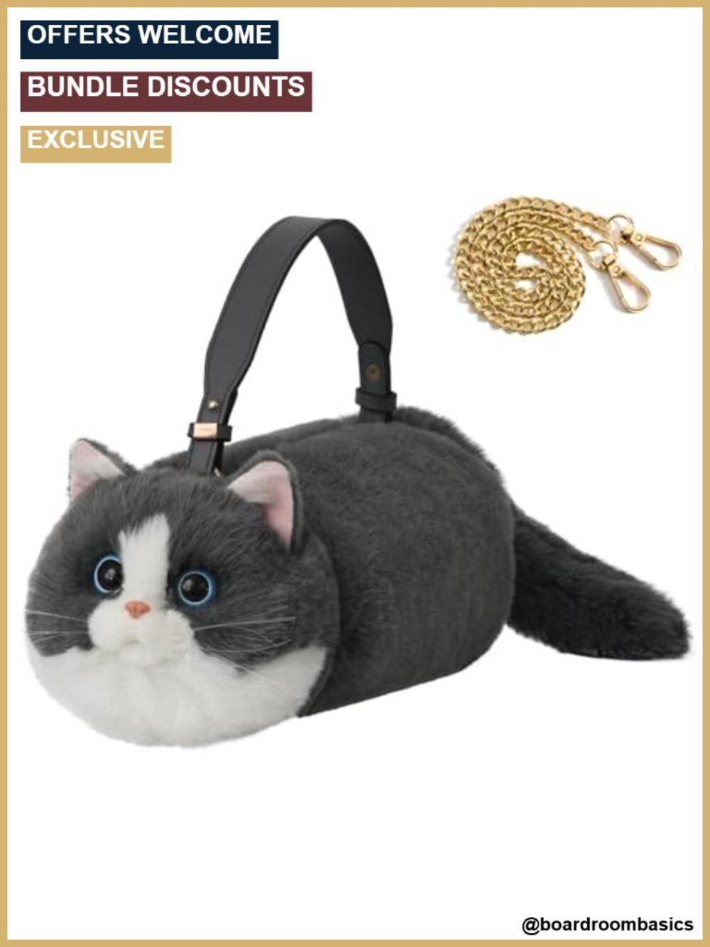 Cat Crossbody Bag Realistic Cat Shaped Purse Adjustable Strap Metal Chain Gift
